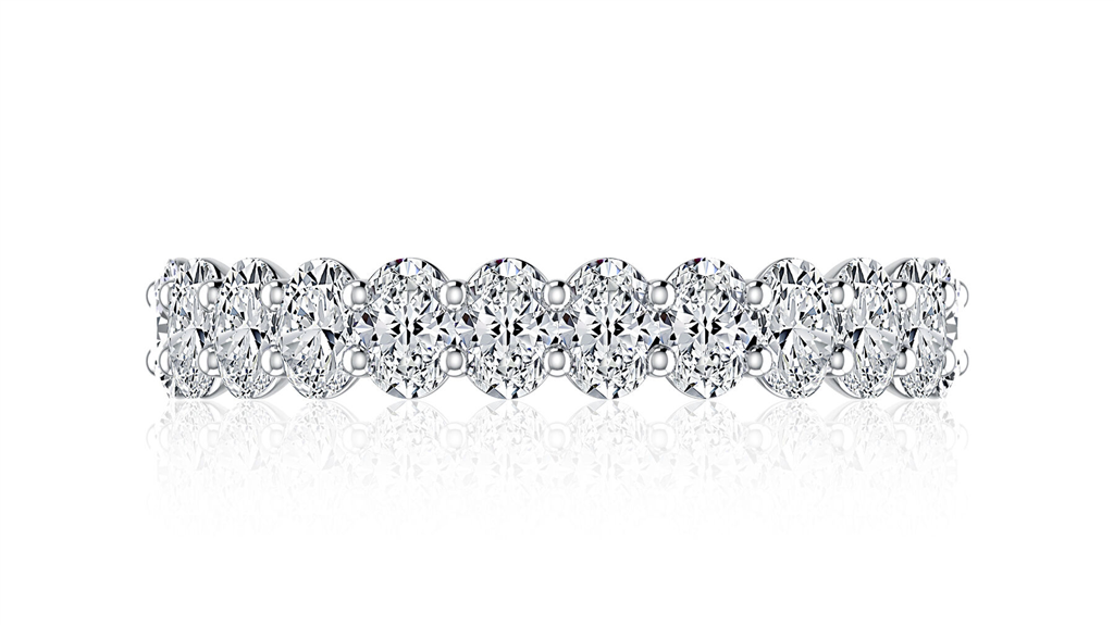 A.JAFFE 14K White Gold Oval Diamond Wedding Band