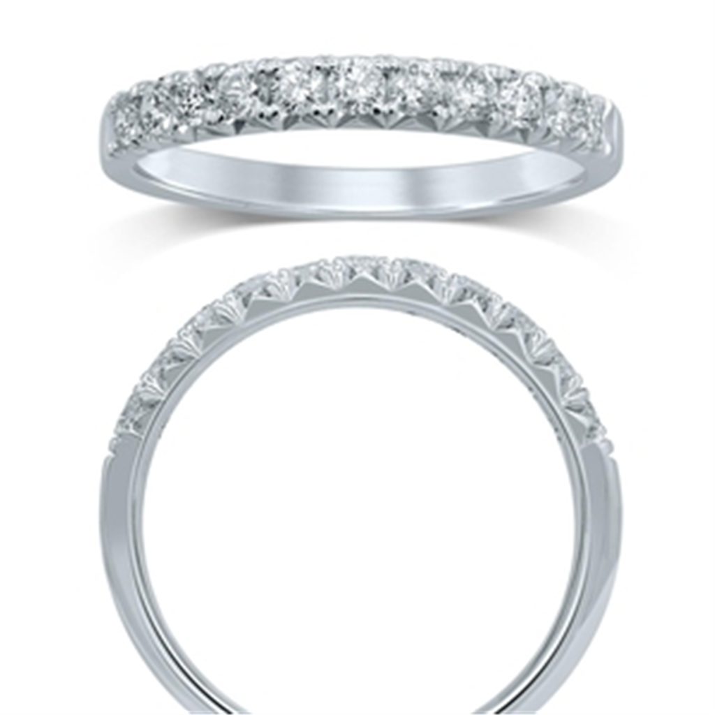 14K White Gold 0.50 CTW Diamond French Pave' Set Half Eternity Band