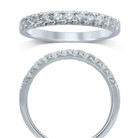 14K White Gold 0.50 CTW Diamond French Pave' Set Half Eternity Band