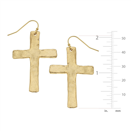 Susan Shaw 24K Triple Plated Gold Cross Earrings