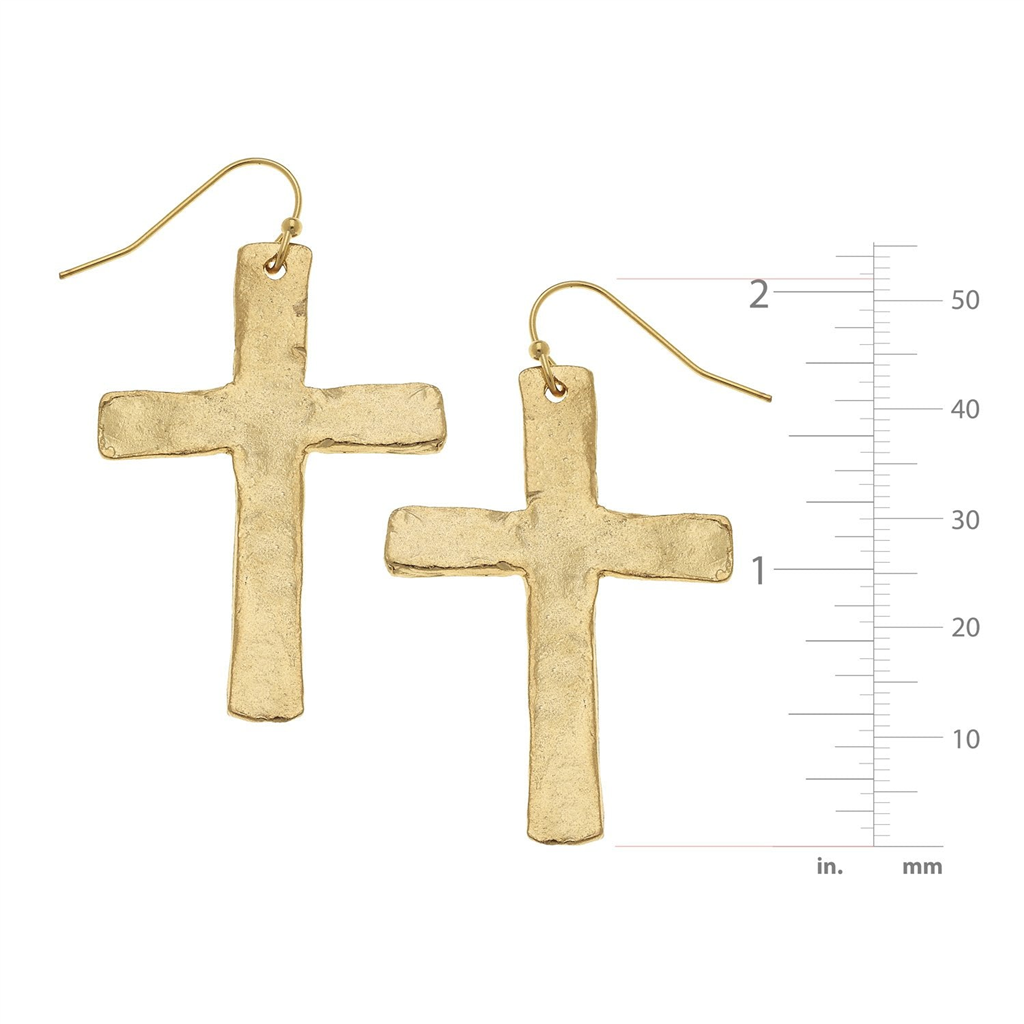 Susan Shaw 24K Triple Plated Gold Cross Earrings