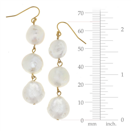 Susan Shaw Triple Tier Pearl Drop Earrings