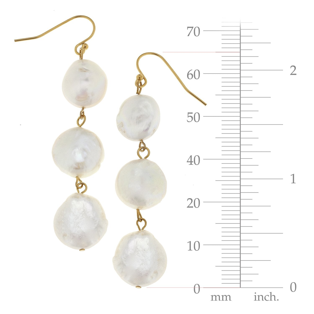 Susan Shaw Triple Tier Pearl Drop Earrings