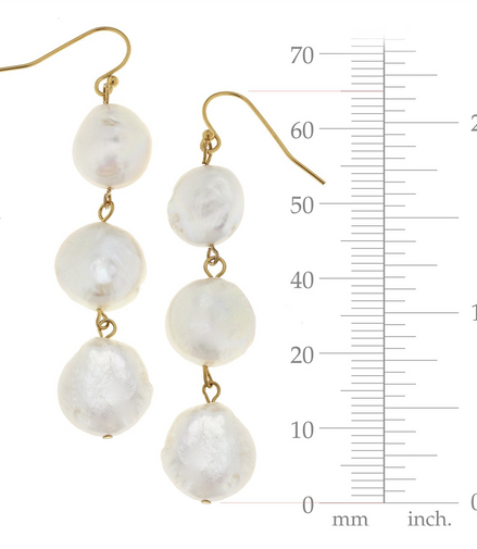 Susan Shaw Triple Tier Pearl Drop Earrings