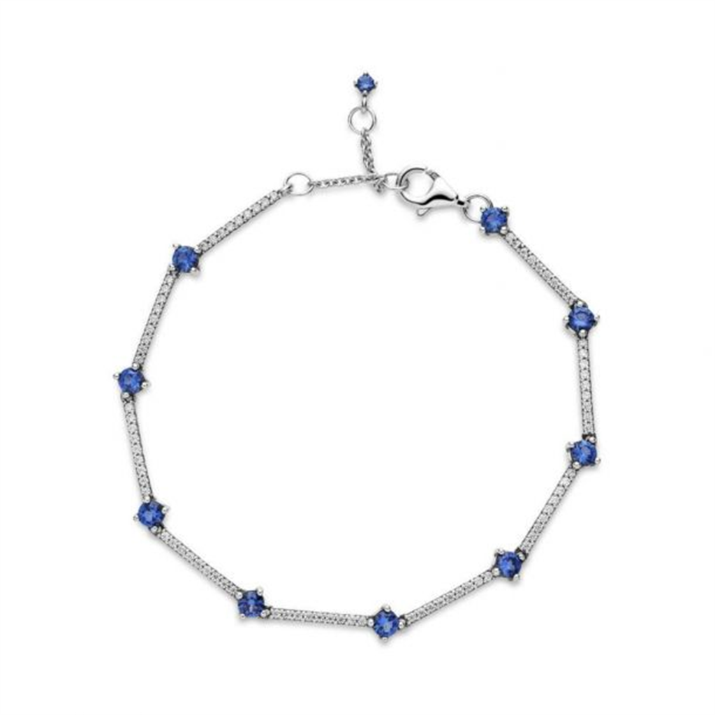 Pandora Timeless Blue Sparkling Pavé Bars Bracelet Size 18