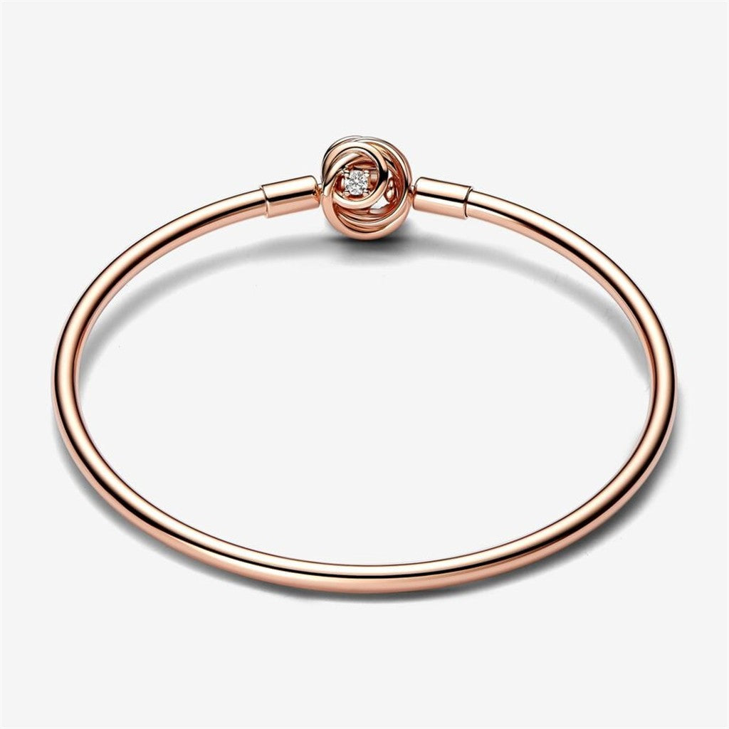 Pandora Moments Rose Encircled Clasp Bangle Size 19