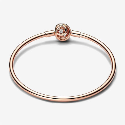 Pandora Moments Rose Encircled Clasp Bangle Size 19