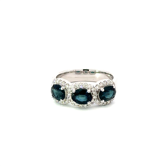 Heera Moti Diamond and Sapphire Ring