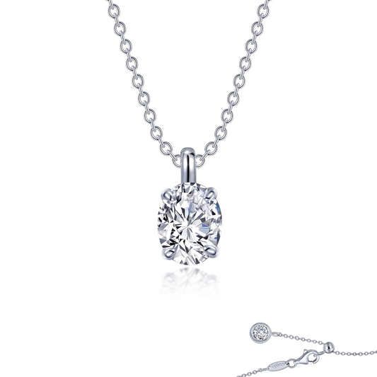 LaFonn 2 CTW Simulated Diamond Oval Solitaire Necklace