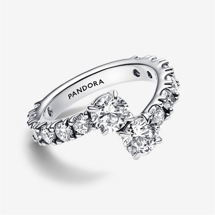 Pandora Timeless Sparkling Overlapping Band Ring Size 6