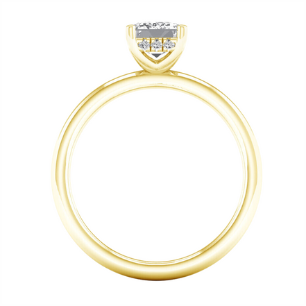 14K Yellow Gold 2.12 CTW Lab Grown Diamond Enerald Cut With Hidden Halo Engagement Ring