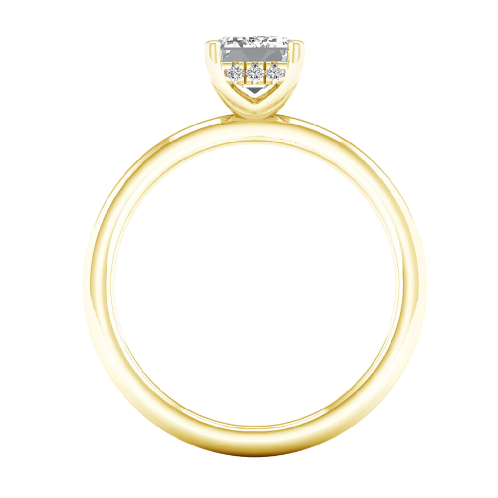 14K Yellow Gold 2.12 CTW Lab Grown Diamond Enerald Cut With Hidden Halo Engagement Ring