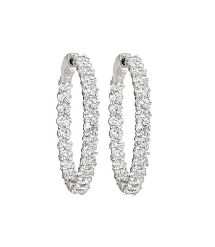 14K White Gold 2 CTW Lab Grown Diamond Inside/Out Hoop Earrings