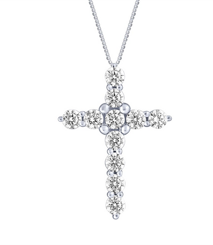 14K Gold And .50 CT Diamond Cross Necklace