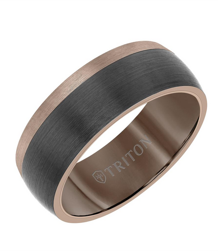 Triton Espresso and Black Tungsten Carbide Wedding Band Size 10