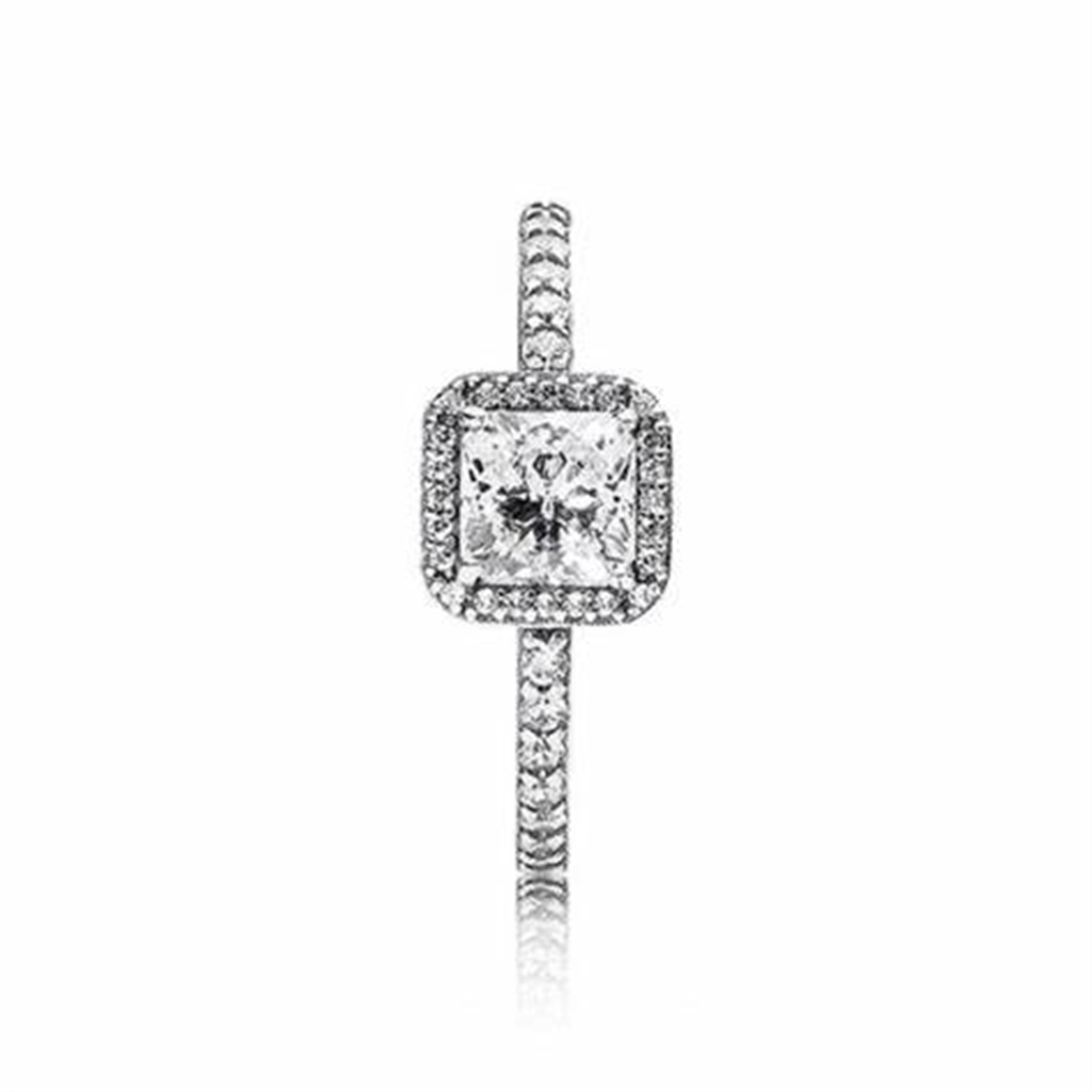 Pandora Timeless Square Sparkle Halo Ring Size 4.5