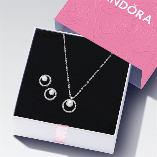 PandoraTimeless Pearl & Halo Jewelry Set
