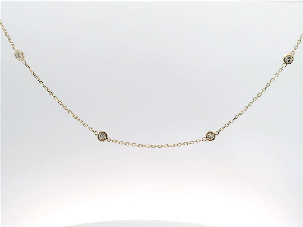 14K Yellow Gold 0.73 CTW Diamond Bezel Set Stationary Necklace