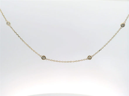 14K Yellow Gold 0.73 CTW Diamond Bezel Set Stationary Necklace