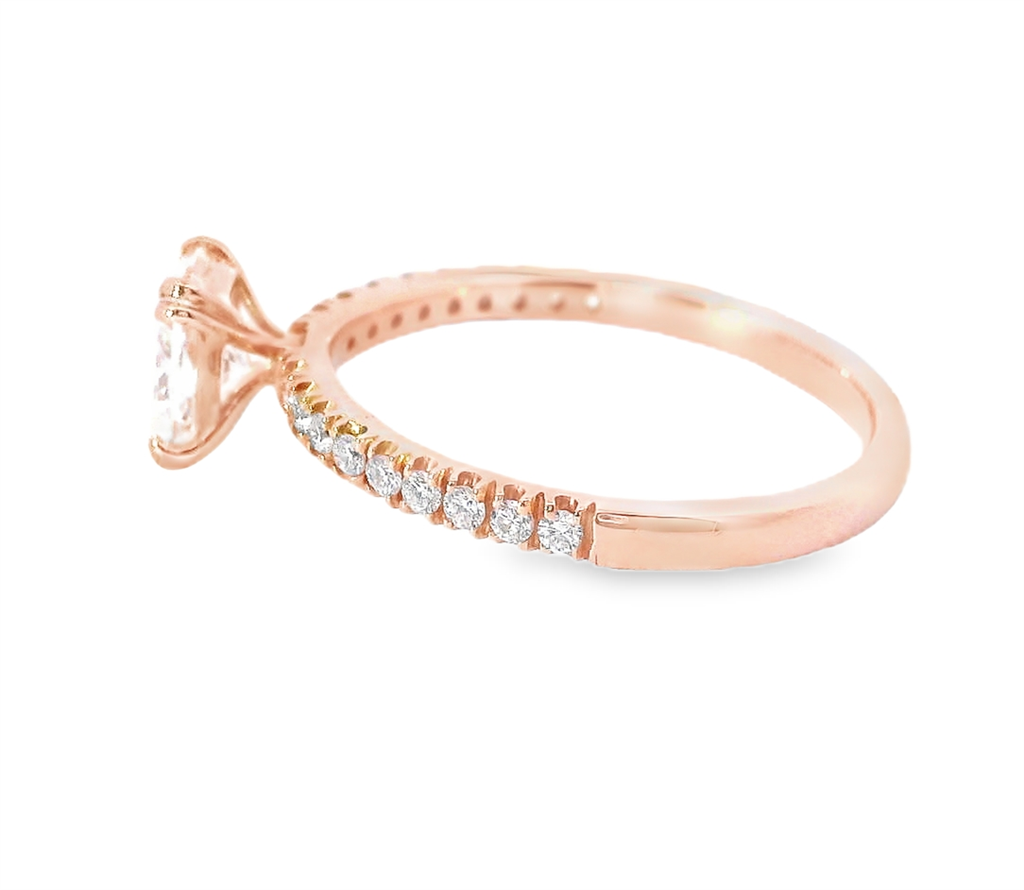 14K Rose Gold Cushion Cut Semi-mount Diamond Engagement Ring