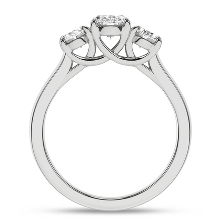 Revelation 14K Gold 2 CT Oval Lab Grown Diamond 3 Stone Engagement Ring