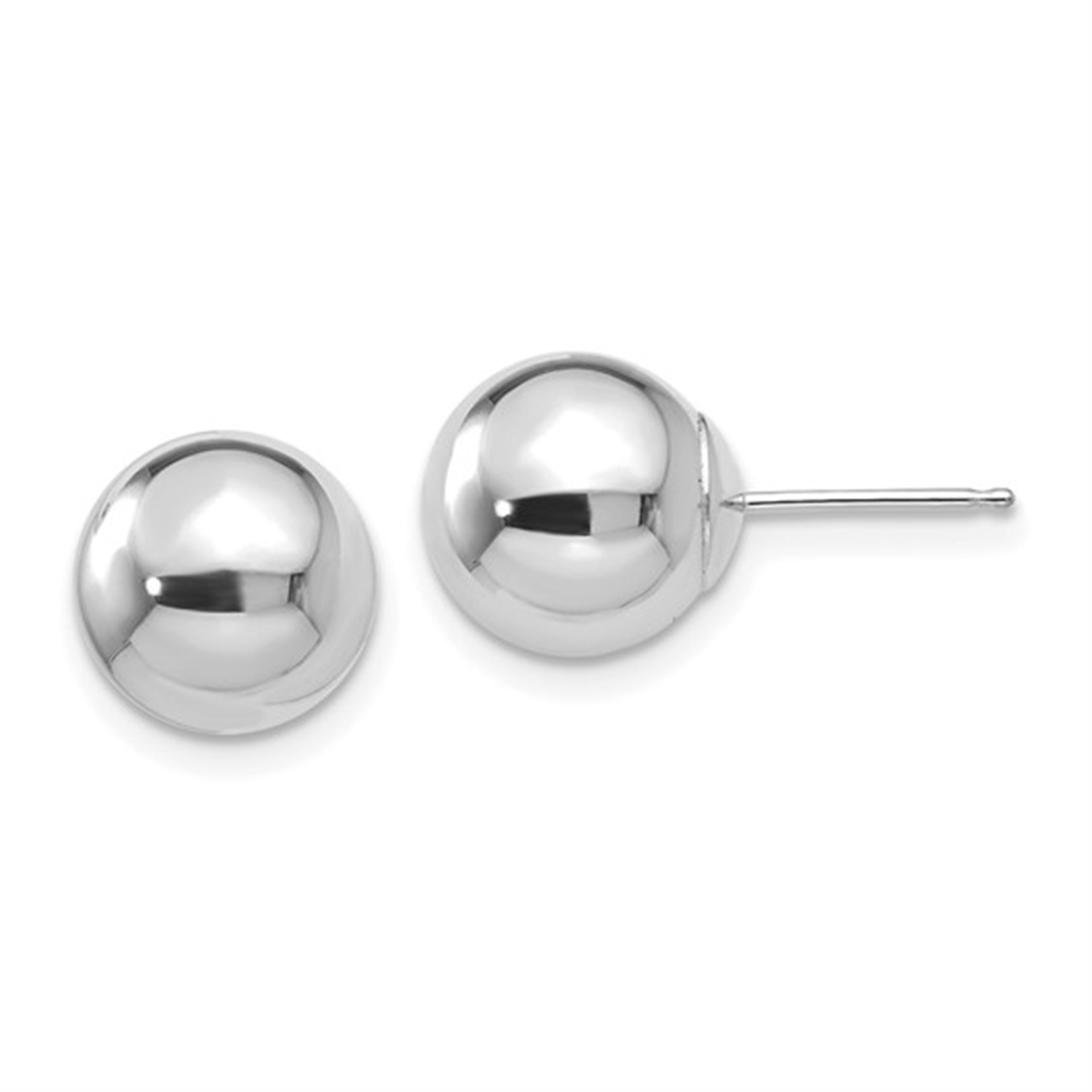 14K White Gold Ball Post Earrings