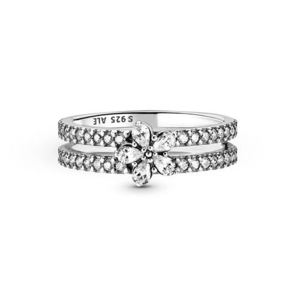 Pandora Timeless Sparkling Snowflake Double Ring Size 8.5