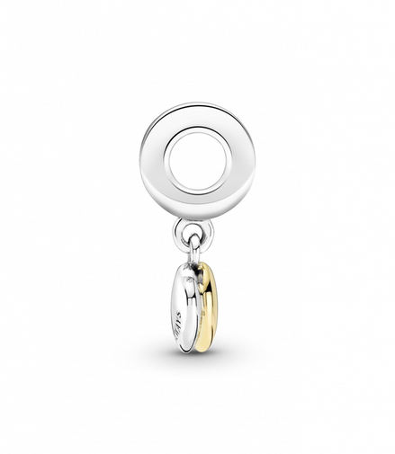 Two-Tone Double Heart Dangle Charm