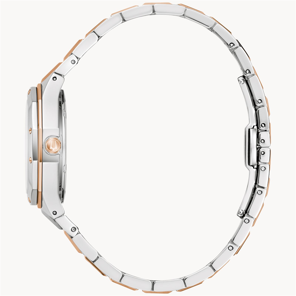 Bulova Ladies Classic Prestige Mother Of Pearl Dial With Diamond Accent Two-Tone IP Watch