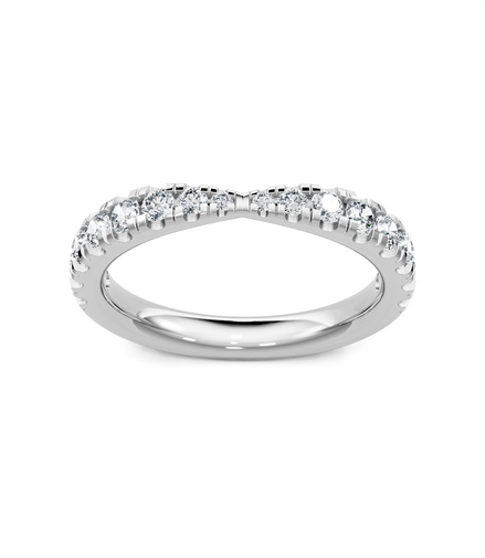 14K White Gold 0.50 CT Round Diamond Pinched Petite Band