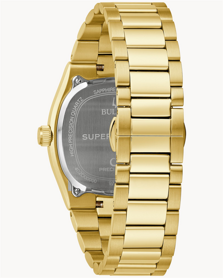 Bulova Super Seville Green Dial Gold Tone Bracelet Watch