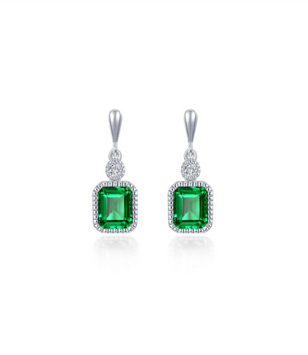 Lafonn 1.82 CTW Simulated Diamond and Emerald May Birthstone Dangle Earrings