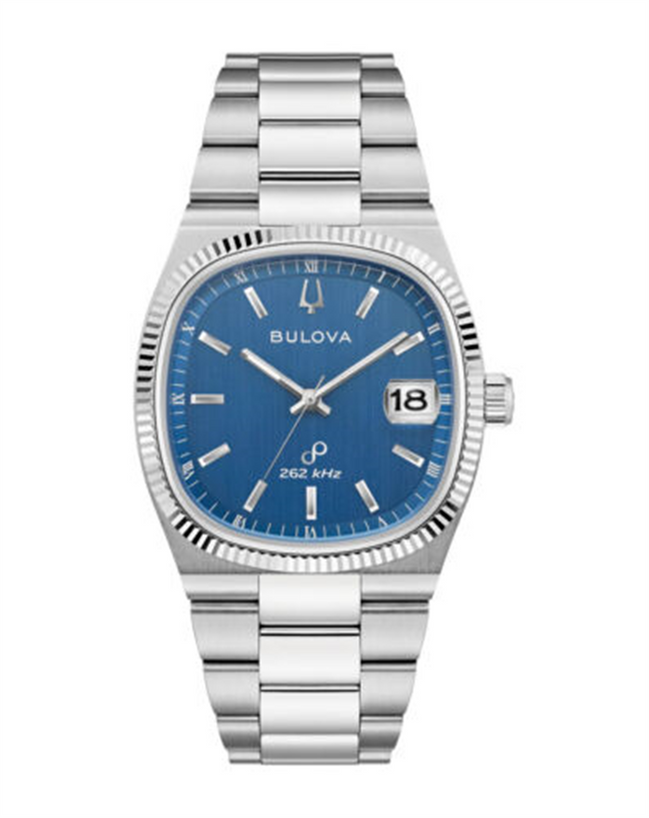 Bulova Men's Super Seville Blue Dial Stainless Steel Watch