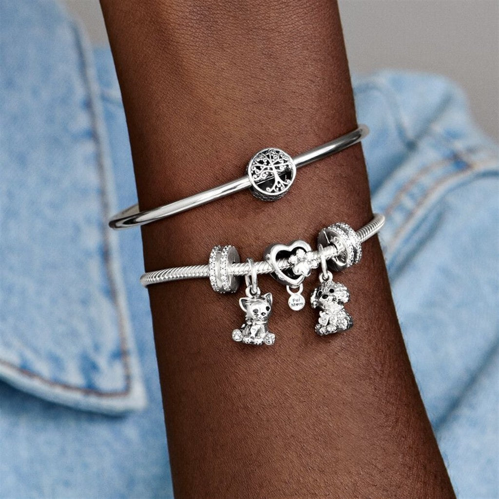 Pandora Moments Sparkling "Fur Mom" Paw Print & Heart Charm