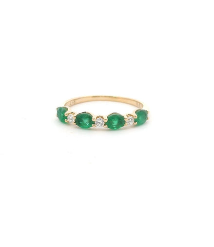 14K Yellow Gold Emerald & Diamond Fashion Band