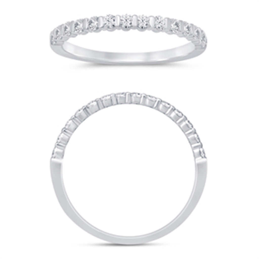 14K White Gold 0.25 CTW Diamond Bar Set Half Eternity Band