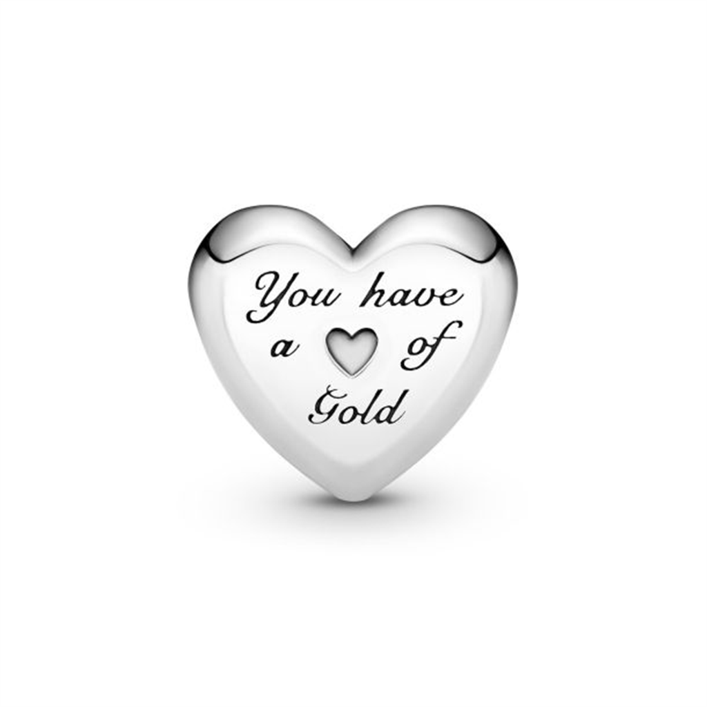 Pandora Moments Domed Golden Heart Charm