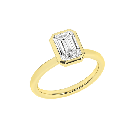Revelation 14K Yellow Gold Bezeled Emerald Cut Lab Grown Diamond Engagement Ring