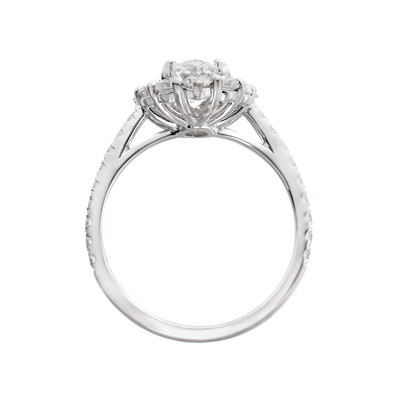 14K White Gold Marquise Center Lab Grown Diamond Engagement Ring
