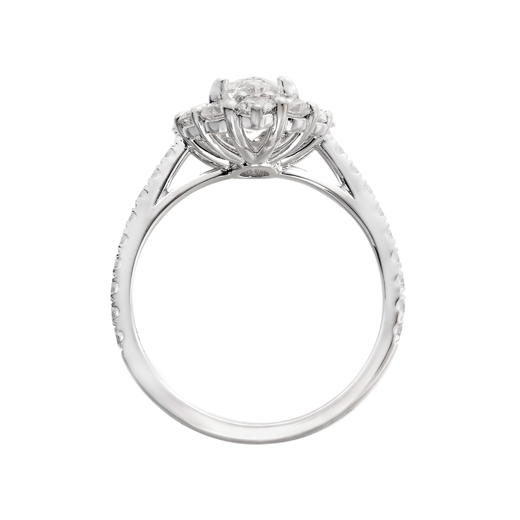 14K White Gold Marquise Center Lab Grown Diamond Engagement Ring