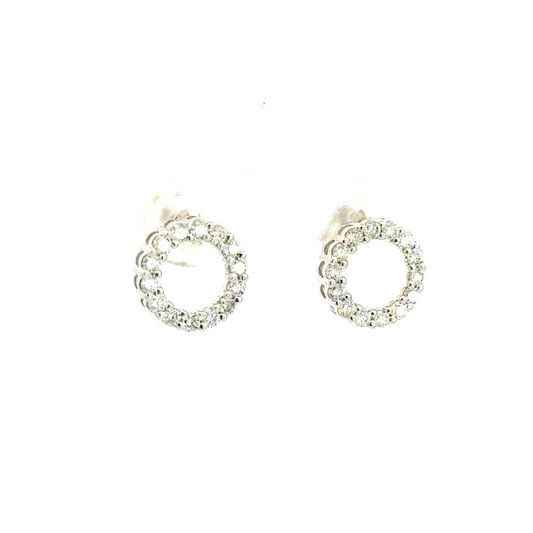 Ladies Open Circle Diamond Earrings .50 ctw