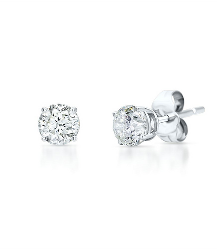 14K White Gold And .20 CT Diamond Stud Earrings