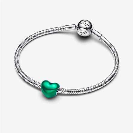 Pandora Moments Metallic Green Heart Charm