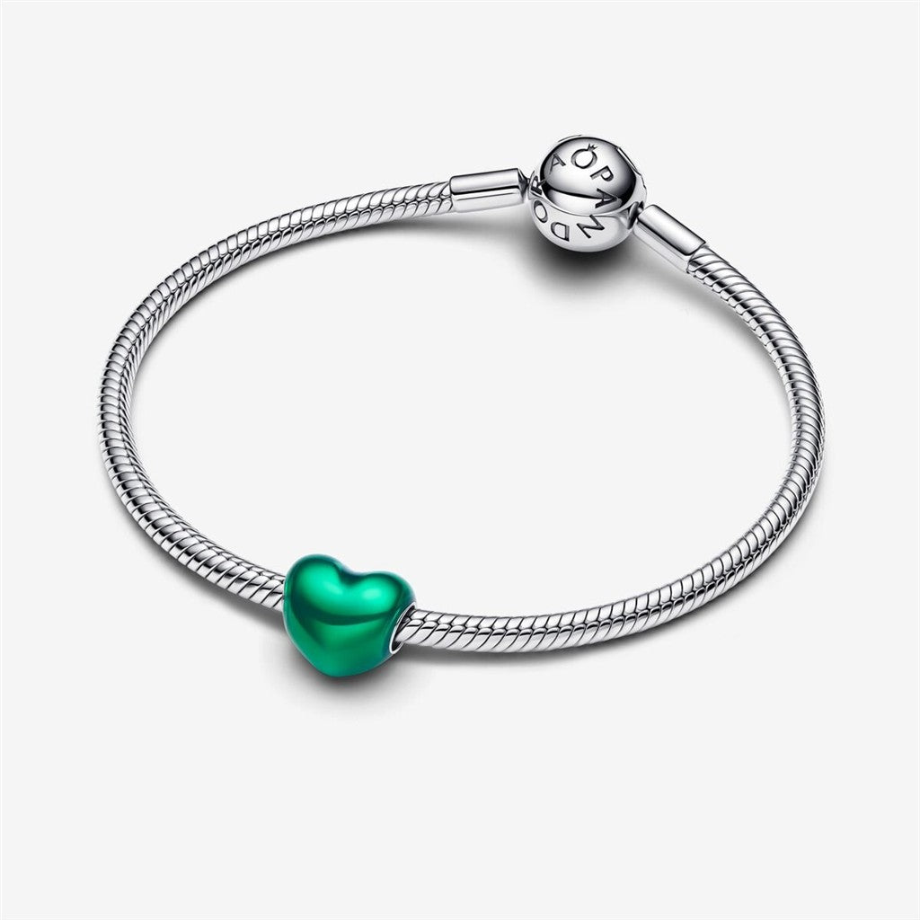 Pandora Moments Metallic Green Heart Charm