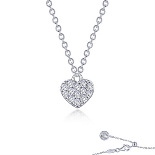 LaFonn  Simulated Diamond Mini Pave' Heart Necklace