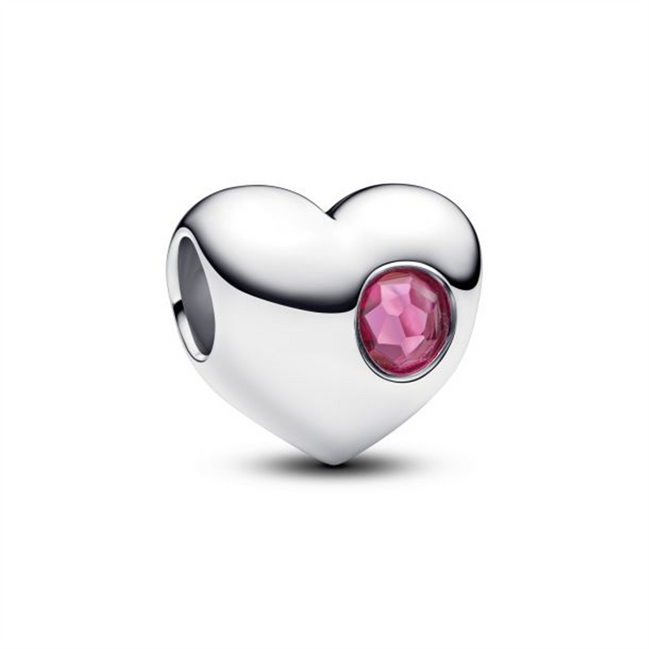 Pandora Engravable Pink Stone Heart Charm