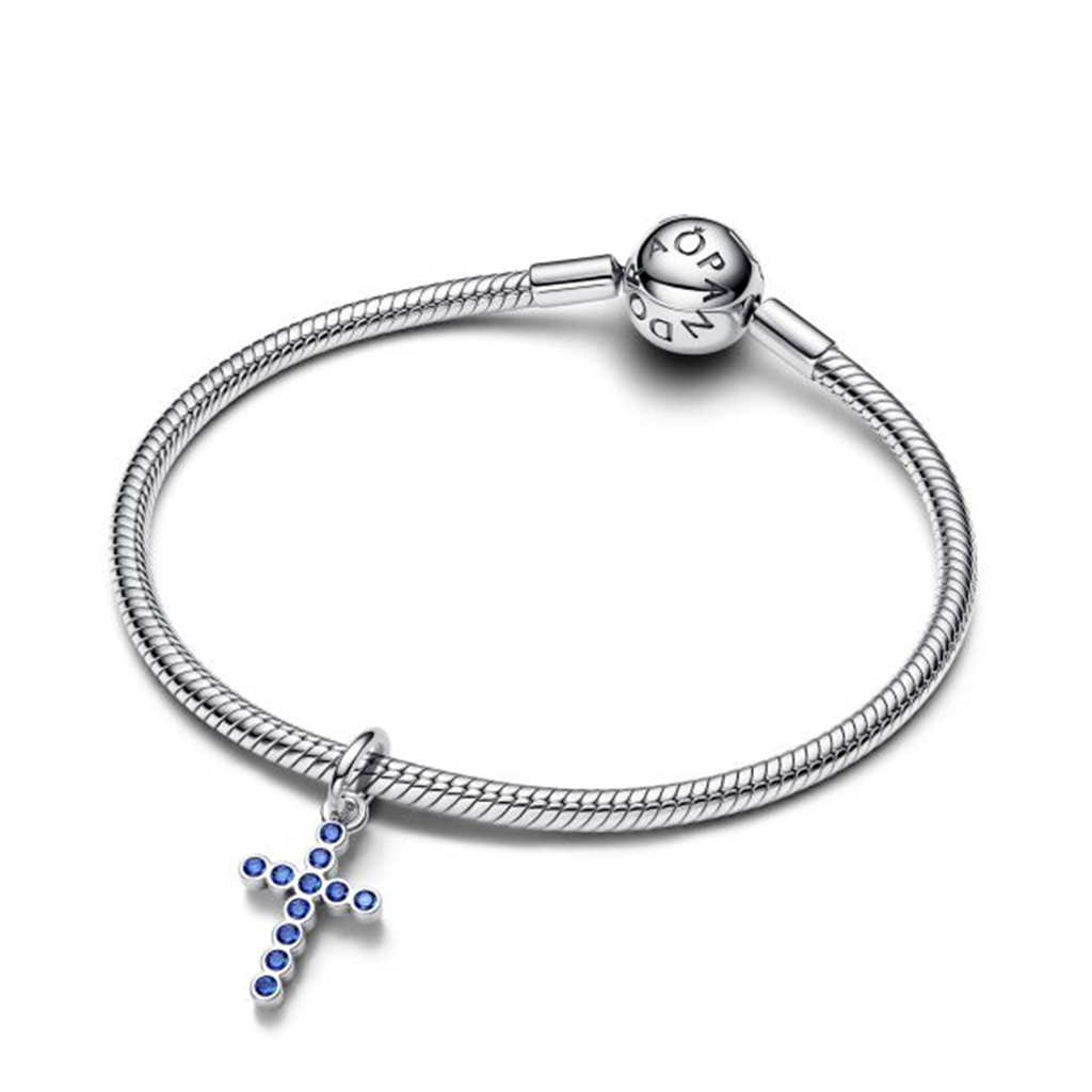 Pandora Stellar Blue Crystal Cross Dangle Charm