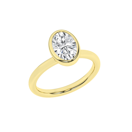 Revelation 14K Yellow Gold 2 CTW Lab Grown Oval Shaped Bezel Set Solitaire Engagement Ring