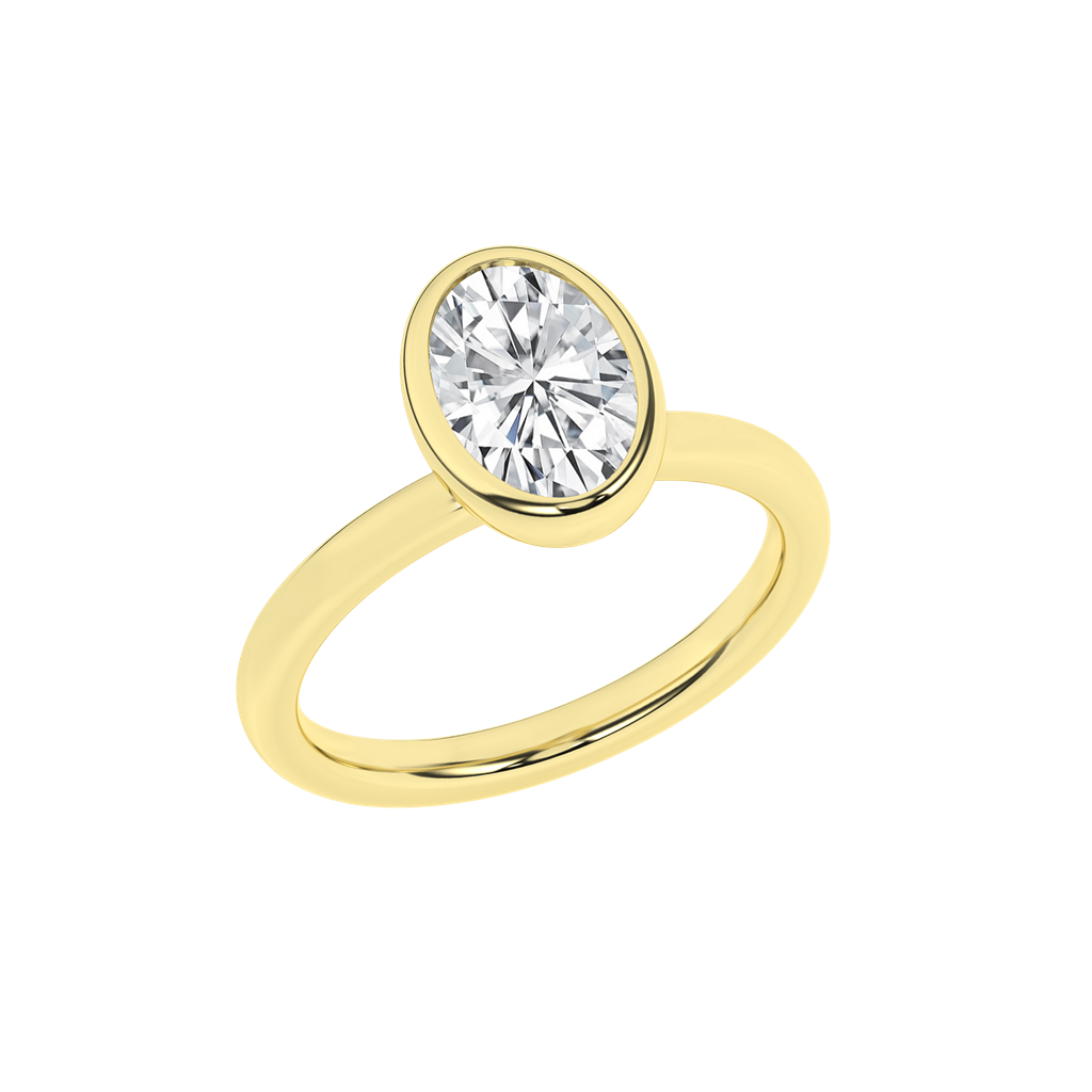 Revelation 14K Yellow Gold 2 CTW Lab Grown Oval Shaped Bezel Set Solitaire Engagement Ring