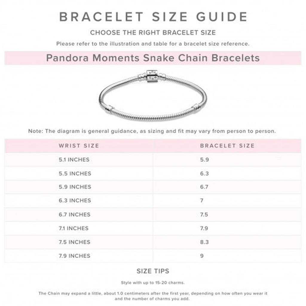 Pandora Moments Round Pandora Clasp Twisted Snake Chain Size 19